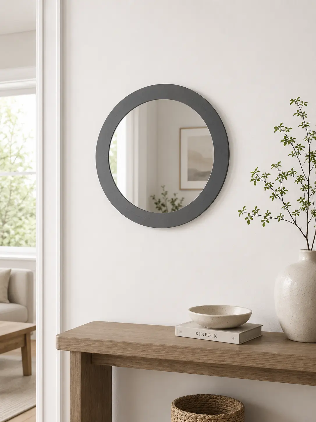 Зеркало в раме "Круглое", 34х34 см, Графит