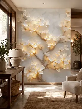 Цветы, 3D-барельеф с подсветкой