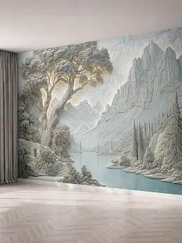 Горный пейзаж, 3D-барельеф